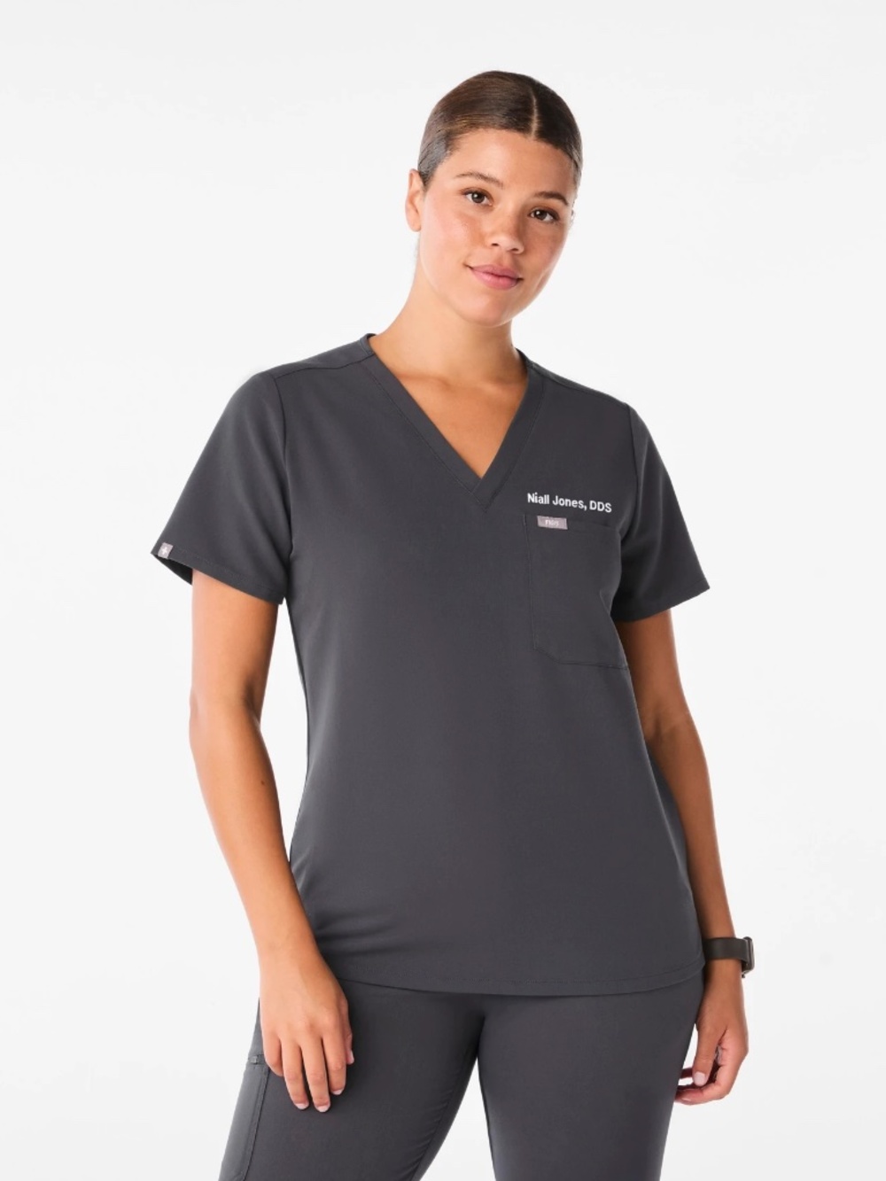Figs Catarina Scrub Top - Women's M charcoal gray